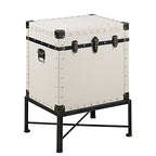 Coaster Furniture Accent Cabinet White Faux Leather Polyurethane Bronze Washed 902819
