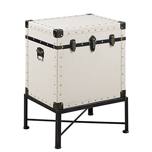 Coaster Furniture Accent Cabinet White Faux Leather Polyurethane Bronze Washed 902819