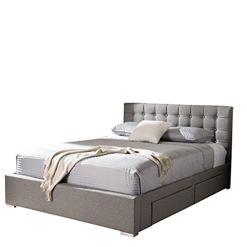 Baxton Studio Rene 4-Drawer Storage Platform Bed Grey/King