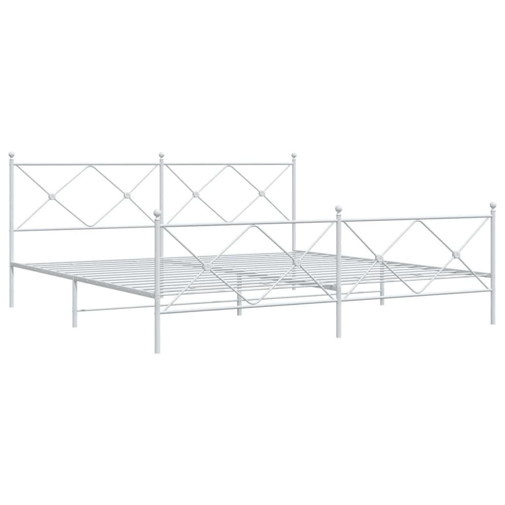 vidaXL Elegant Metal Bed Frame with Headboard/Footboard - White, Steel, 81.5x78x35.6 inch for 76x79.9 inch King Mattress