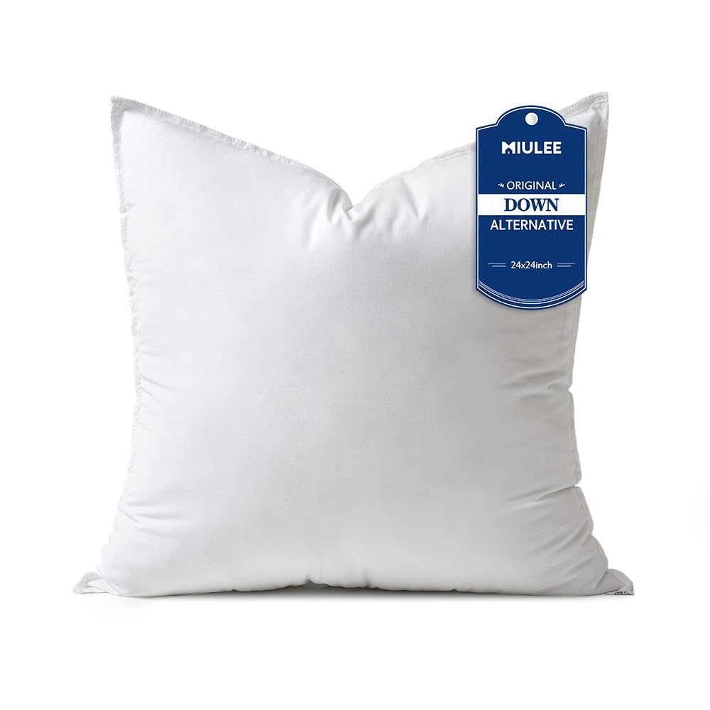 MIULEE 24x24 Down Alternative Pillow Insert Euro Decorative Throw Pillow 24 Inch Body Pillow Bed Sleeping Pillow Ultra Soft Fluf