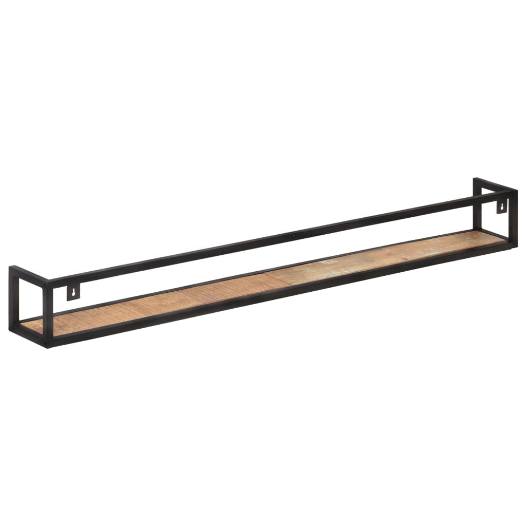vidaXL Industrial-Style Wall Shelves in Solid Reclaimed Wood and Black Powder-Coated Iron, 2 pcs, 63&quot;
