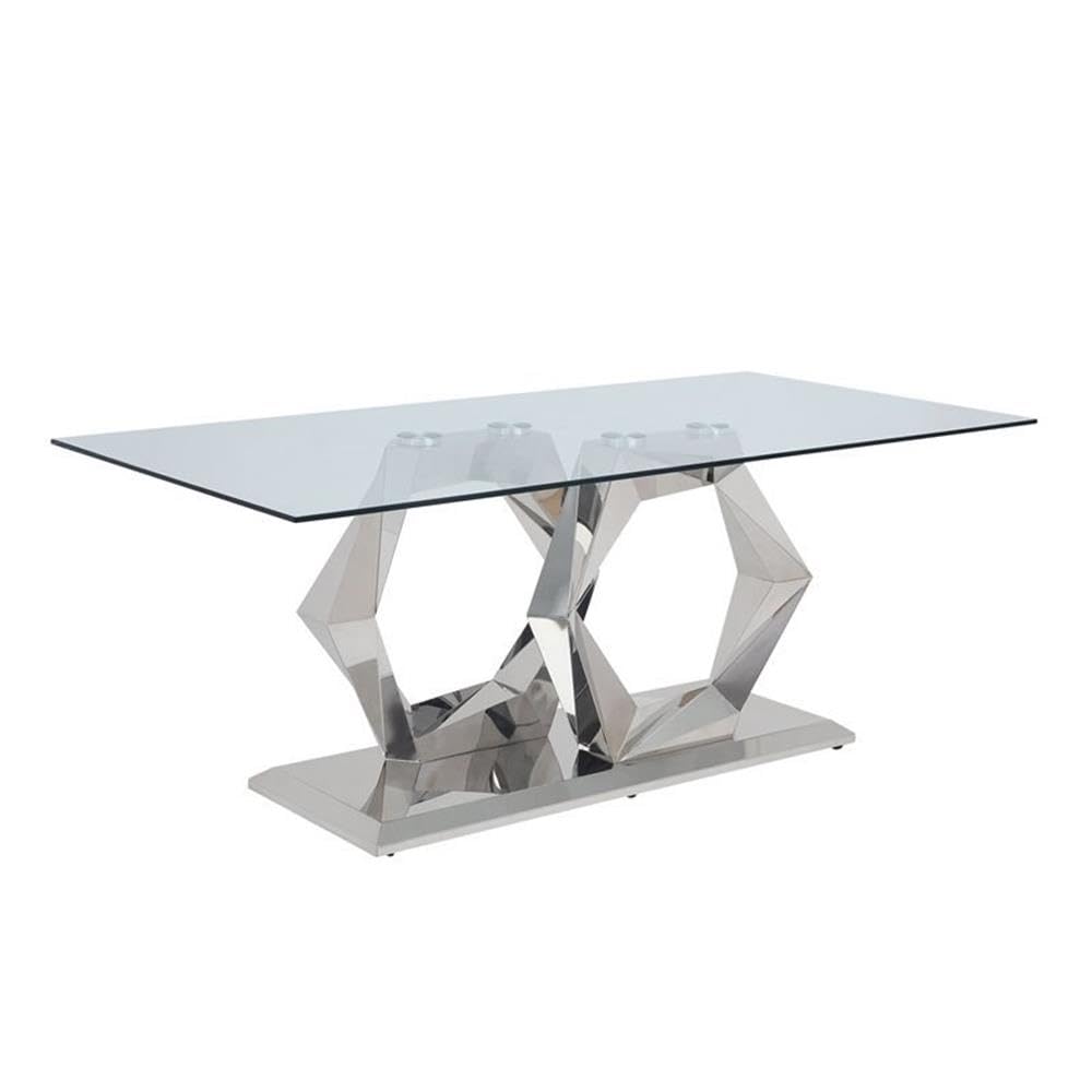 Acme Gianna Dining Table in Clear Glass and Stainless Steel