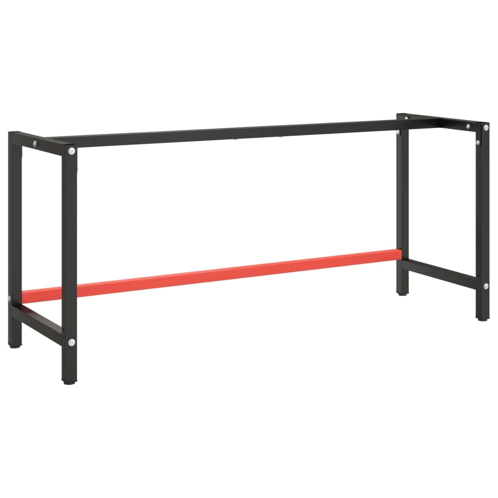 vidaXL Matte Black and Red Metal Work Bench Frame, 70.9&quot;x22.4&quot;x31.1&quot;, Durable, Heavy-Duty, Easy Assembly, Powder-Coated Legs, Versatile
