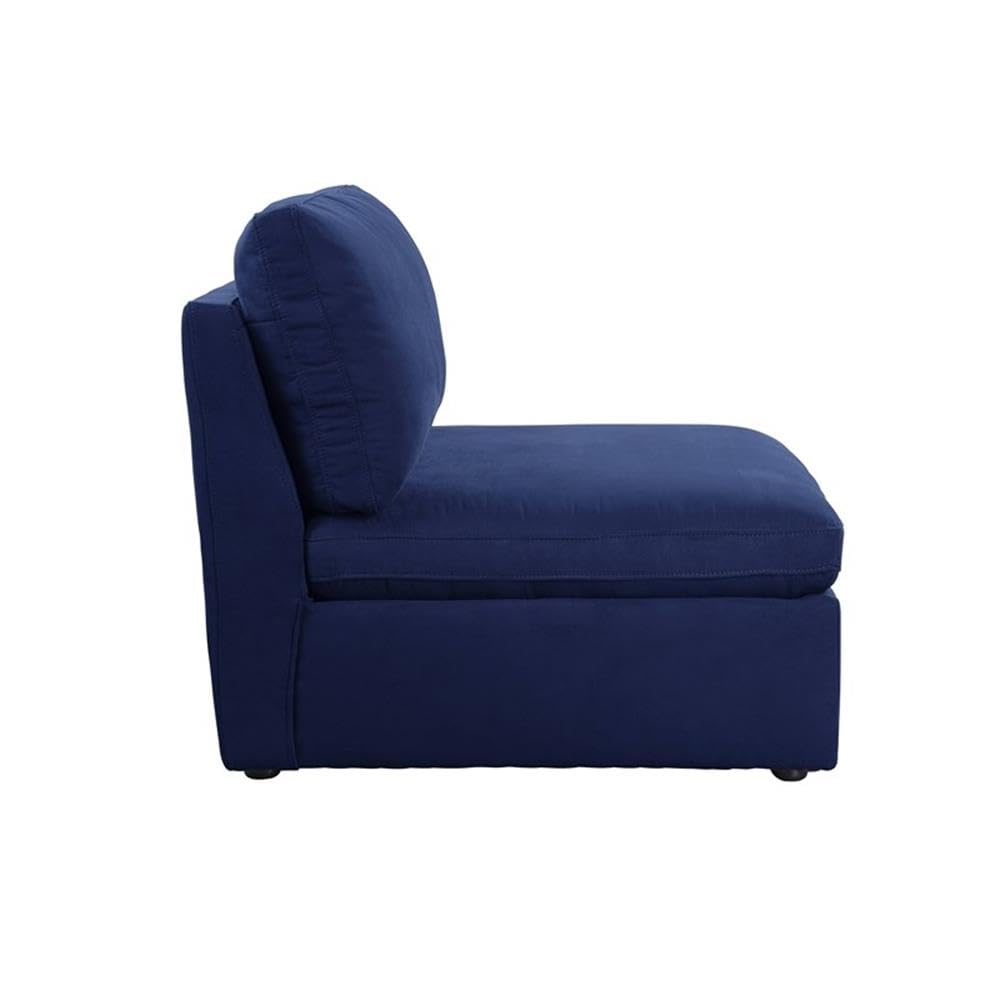 Acme Crosby Tight Back Upholstered Accent Armless Chair in Blue Fabric