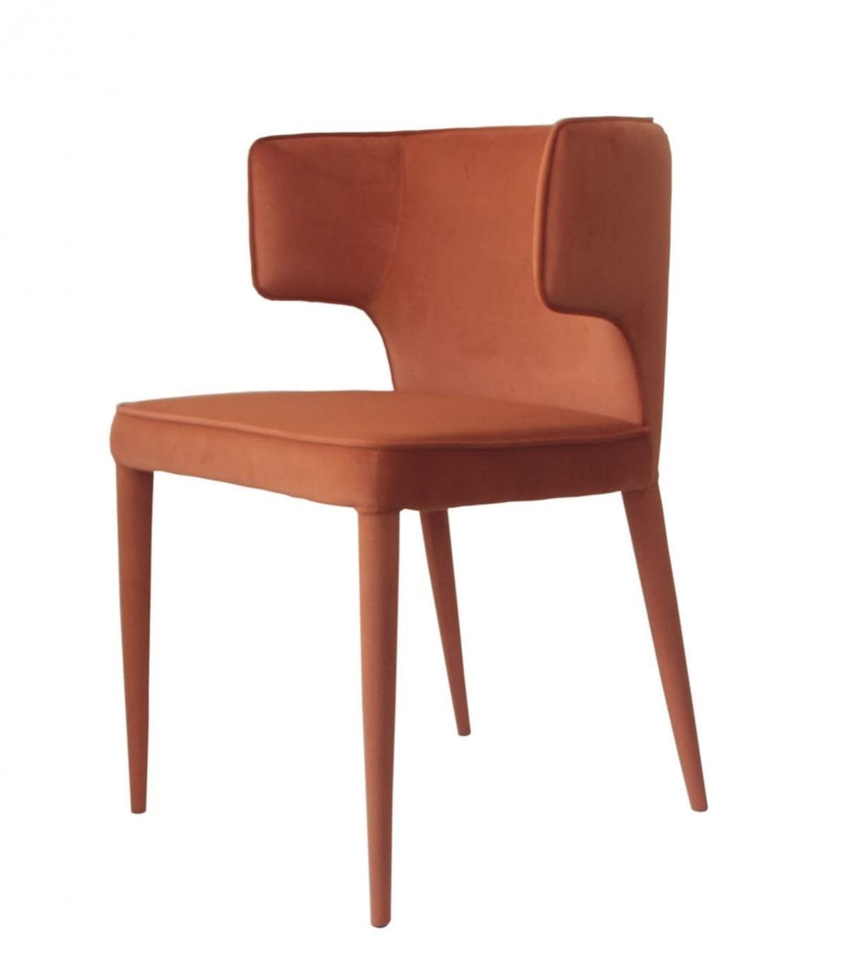 HomeRoots Velvet, Metal Orange Velvet Wrapped Dining Chair