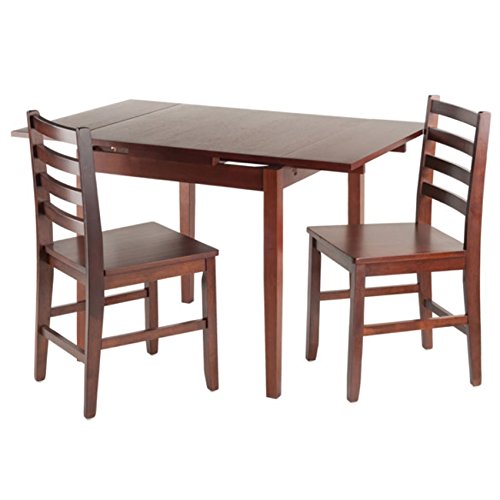 Ergode Elegant 3-Piece Shaye Dining Table Set | Solid Wood | Walnut Finish | 2 Slat Back Chairs | Contemporary Design | Easy Assembly (94358VV) (94358-VV) (94367-VV)