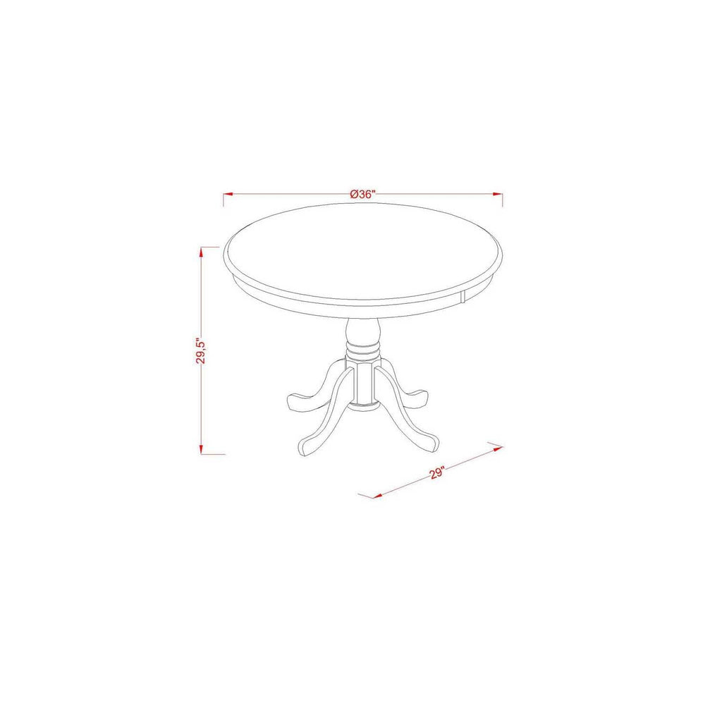 East West Furniture AMAB5-BCH-61 5 Piece Modern Dining Table Set Includes a Round Kitchen Table with Pedestal and 4 Baked Bean Faux Leather Parson Dining Chairs, 36x36 Inch, Black & Cherry