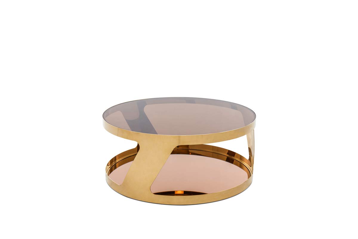 HomeRoots Furniture Modern Round Gold Coffee Table