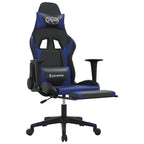 vidaXL Adjustable Gaming Chair with Footrest and Massage Function - Black&Blue Faux Leather