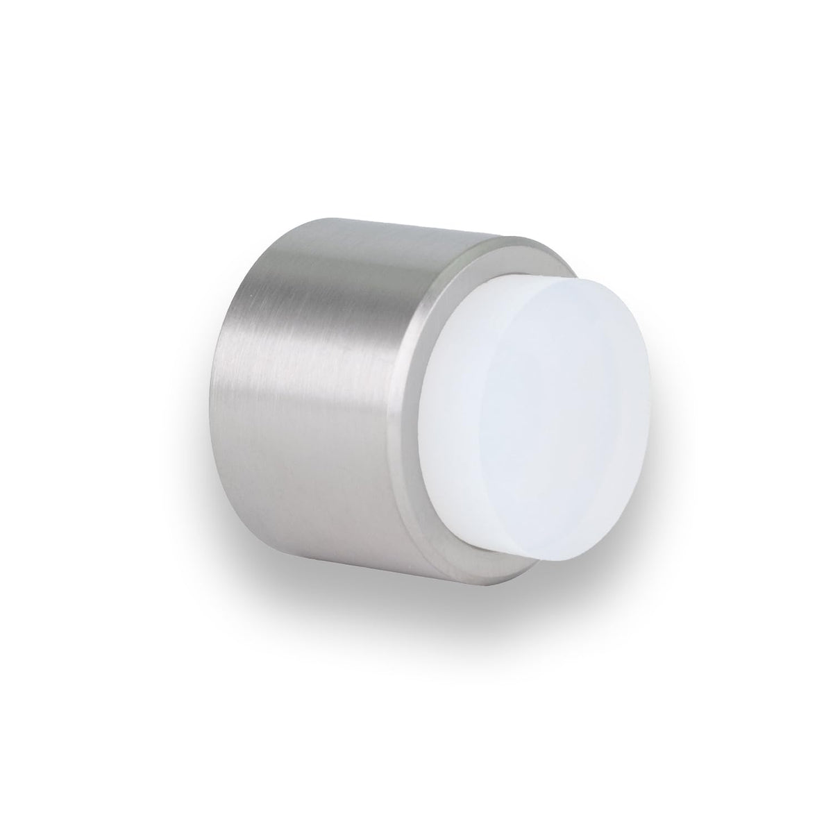 Wall Mounted Doorstop | 1.1' X 1.1' | Adhesive Or Screwing Installation | White Rubber | Stainless Steel | Matte | Great Adher