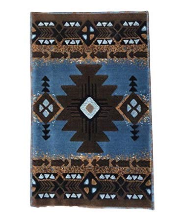 YHSF South West Native American Area Rug C318 (Blue-Brown, 2 Feet x 3 Feet 4 Inches)