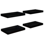 Floating Wall Shelves -SKM Floating Wall Shelves 4 pcs High Gloss Black 15.7"x9.1"x1.5" MDF