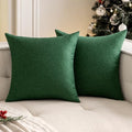 Woaboy Set Of 2 Green Outdoor Waterproof Throw Pillow Covers Decorative Farmhouse Linen Pillowcases Solid Cushion Cases For Patio Tent Balcony Couch Sofa Livingroom 16X16 Inch