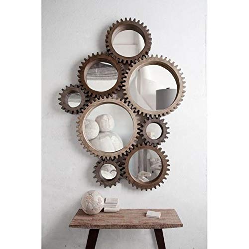 HomeRoots Natural Brown 35' Round Natural Wood Frame Wall Mirror