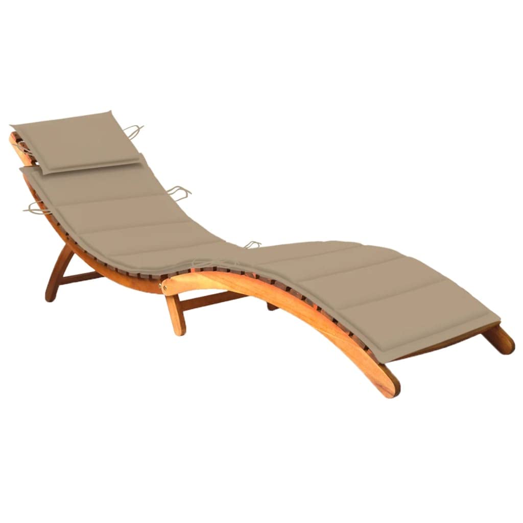 vidaXL Acacia Wood Outdoor Folding Daybed/Sun Lounger with Comfort Cushion - Beige, Patio/Garden/Pool Deck Furniture
