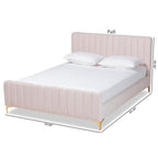 Baxton Studio Nami Modern Contemporary Glam and Luxe Light Pink Velvet Fabric Upholstered and Gold Finished Full Size Platform Bed