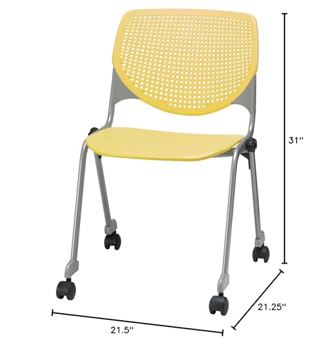 Kfi Seating Poly Stack Chair With Casters And Perforated Yellow