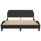 vidaXL Bed Frame with Headboard - Full Size Faux Leather, Black, 81.9"x55.9"x29.3"