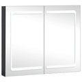 vidaXL LED Bathroom Mirror Cabinet in Anthracite Color – Modern Design - Quality MDF in Melamine Finish – Energy-Efficient LED Lighting – Spacious Storage with 3 Shelves