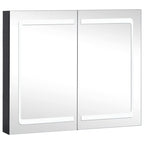 vidaXL LED Bathroom Mirror Cabinet in Anthracite Color – Modern Design - Quality MDF in Melamine Finish – Energy-Efficient LED Lighting – Spacious Storage with 3 Shelves