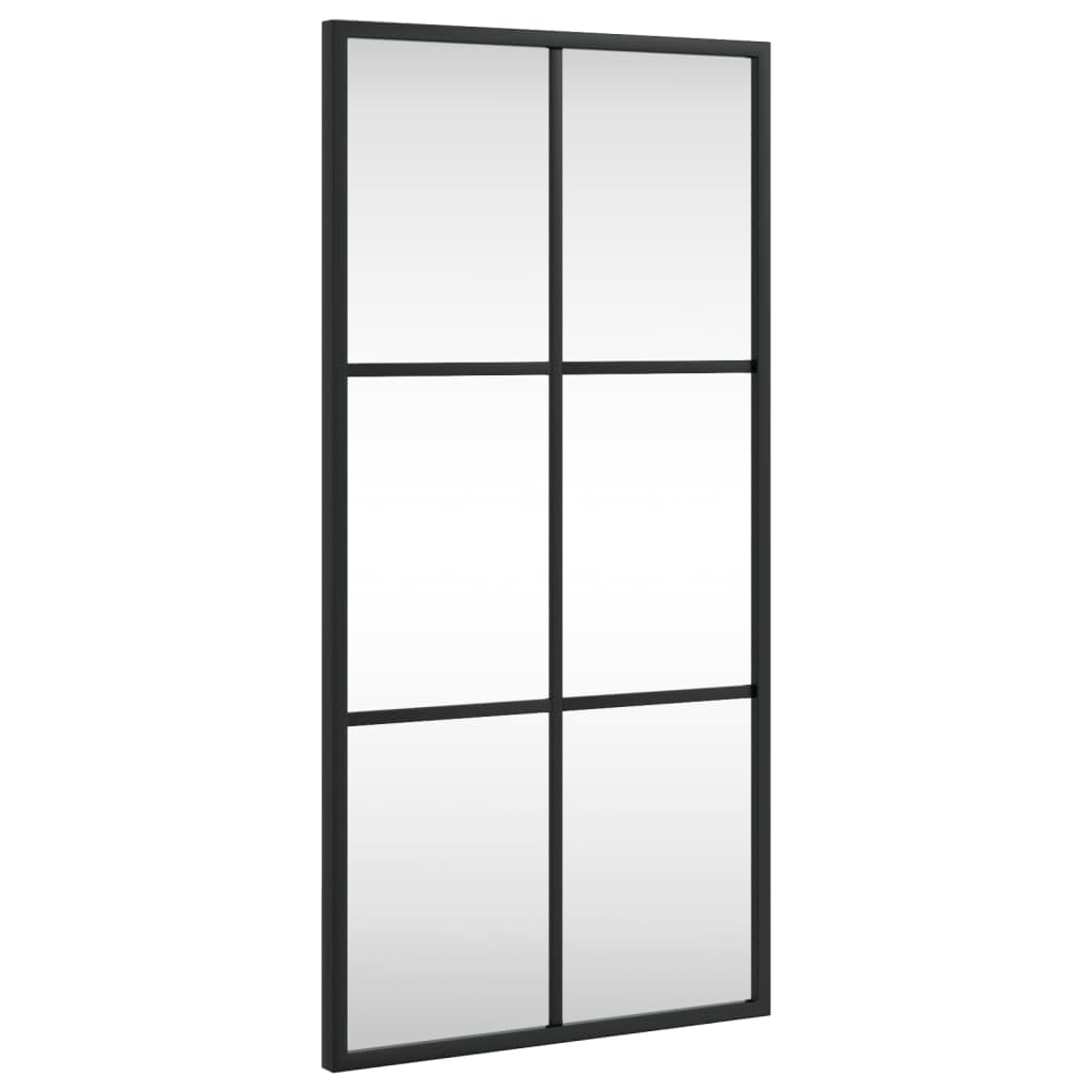 vidaXL Wall Mirror with Black Iron Frame - Versatile Rectangle Shape - Space-Efficient Wall-Mounted Design - Clear Reflection 11.8&quot;x23.6&quot; Suitable for Any Room