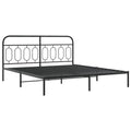 vidaXL Metal Bed Frame - King Size Black Double Bed with Headboard, Sturdy Steel, Extra Storage Space, 81.5"x78"x39.4"