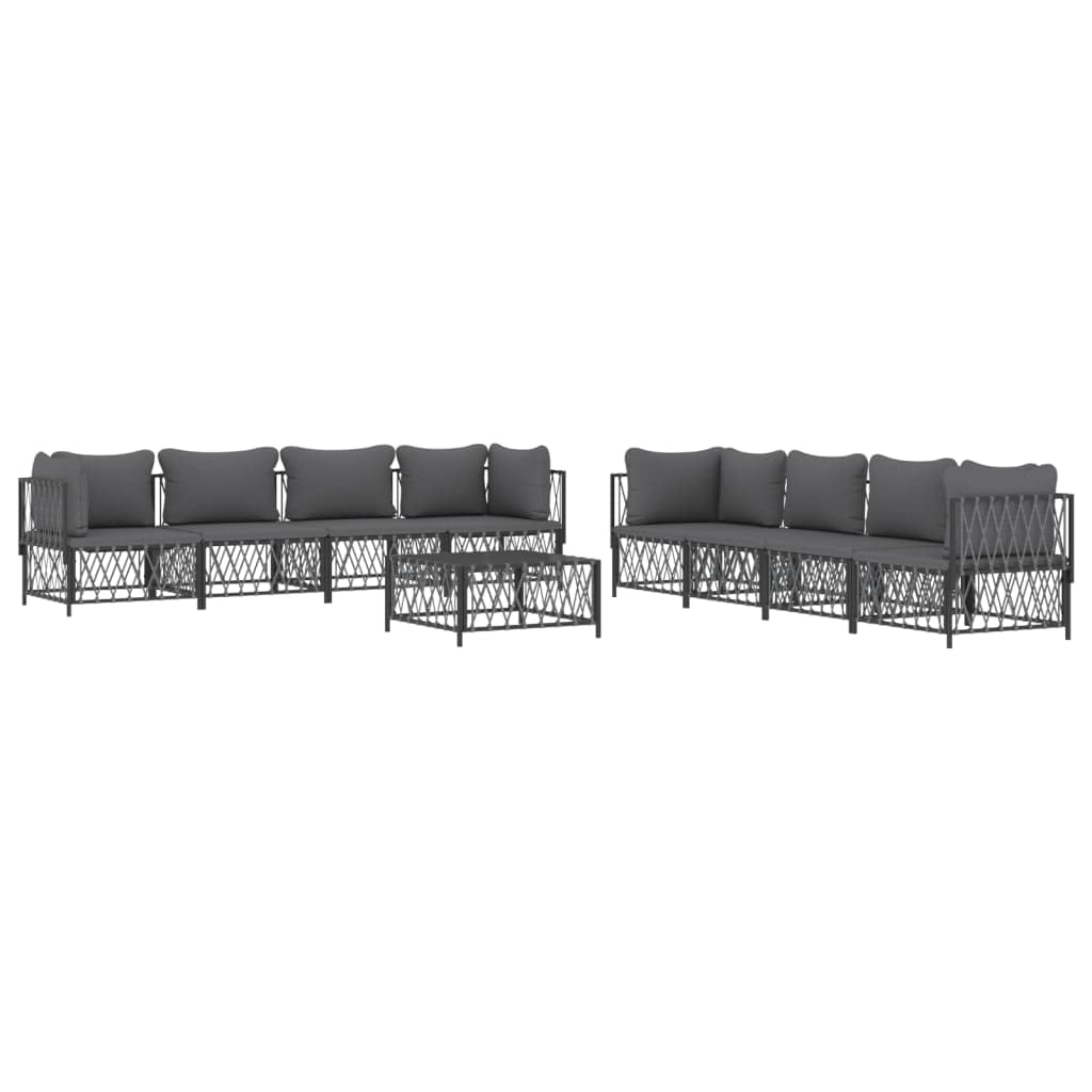 vidaXL Patio Furniture Set 9 Piece, Sectional Sofa with Cushions, Patio Lounge Set for Outdoor Garden Lawn Backyard, Anthracite Steel