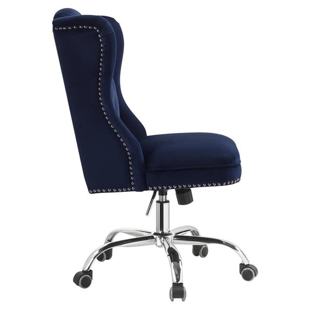 Acme Jamesia Tufted Office Chair with Nailhead Trim in Midnight Blue Velvet