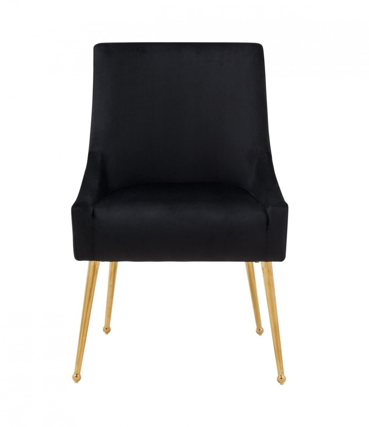HomeRoots Velvet, Metal Set of Two Black Gold Velvet Dining Chairs