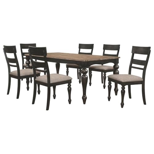 Coaster Home Furnishings Bridget 7-Piece Rectangular Dining Set Brown Brushed and Charcoal Sandthrough