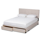 Baxton Studio Netti Beige Fabric Upholstered 2-Drawer King Size Platform Storage Bed