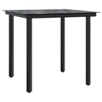 vidaXL 3 Piece Patio Dining Set/Outdoor Reclining Garden Chairs with Cushions/Black Poly Rattan/Glass Tabletop/Adjustable Backrest