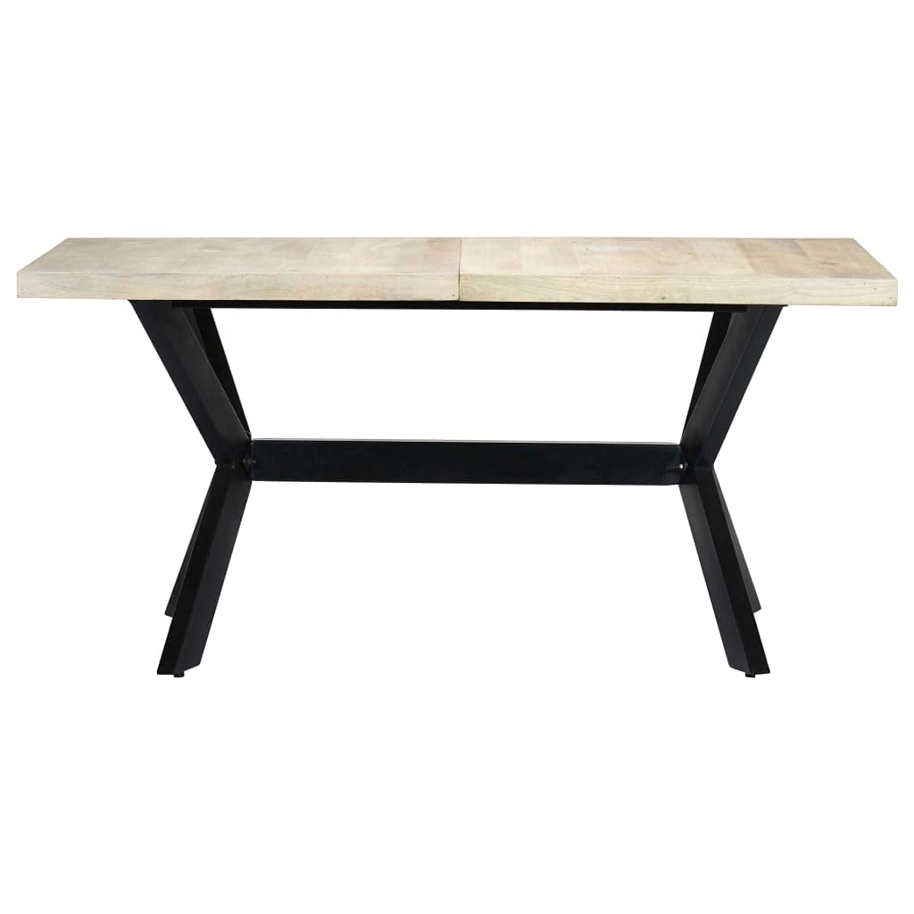 vidaXL Solid Rough Mango Wood Dining Table with Black Steel Legs - Thumbnail 5