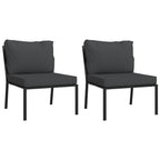 vidaXL 5 Piece Patio Lounge Set with Gray Cushions Steel