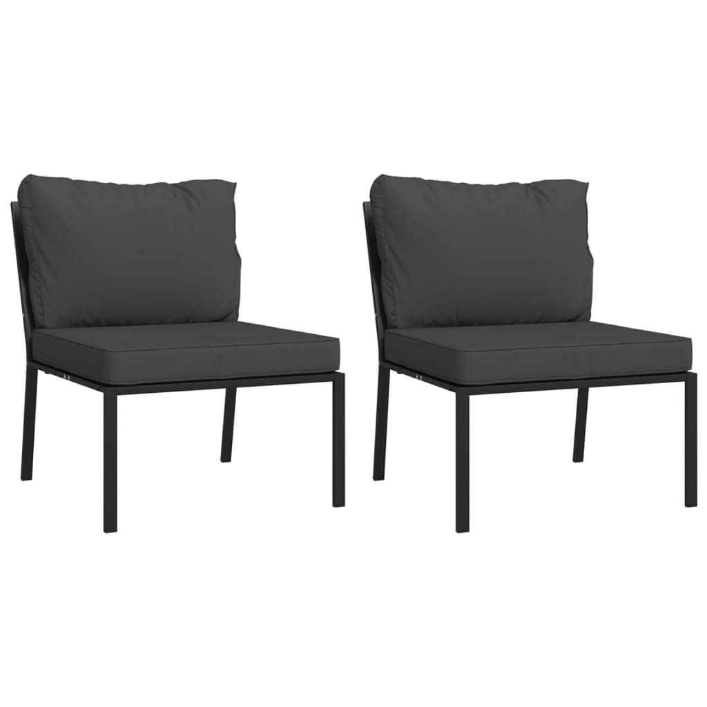 vidaXL 5 Piece Patio Lounge Set with Gray Cushions Steel