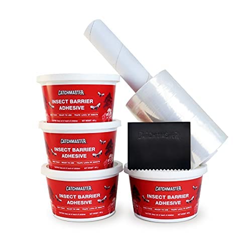 Catchmaster Tree Banding Insect Barrier Diy Kit 4Pk, 15Oz., Spreader, 1Kft Roll Plastic Wrap, Lanternfly & Ant Traps, Outdoor Ad