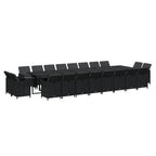 vidaXL Patio Dining Set 21 Piece with Cushions Garden Outdoor Terrace Balcony Table and Chair Seat Seating Furniture Black Poly Rattan