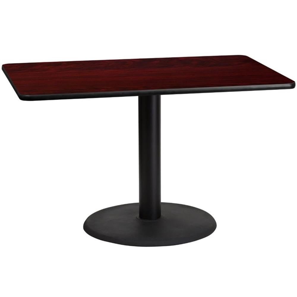 Flash Furniture 30'' X 48'' Rectangular Mahogany Laminate Table Top With 24'' Round Table Height Base