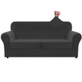 Znsayotx Oversized Velvet 3 Piece Couch Cover With 2 Extra Large Seat Cushion Covers Stretch Sofa Cover For 2 Cushion Couch Thick Soft Loveseat Sofa Slipcover (Black),71'-91'(2 Cushions)