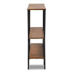 Baxton Studio Norton Rustic and Industrial Walnut Brown Finished Wood and Black Finished Metal Console Table