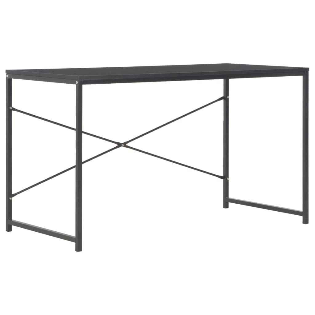 vidaXL Computer Desk, Office Table with Metal Frame, Home Writing Desk with Storage Shelf, Monitor Standing Desk, Industrial Style, Black