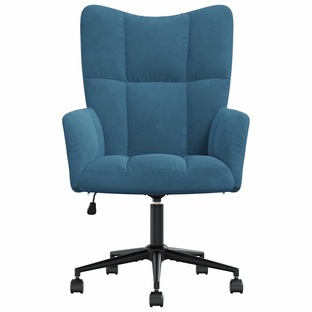 vidaXL Blue Velvet Modern Relaxing Chair - Thumbnail 2