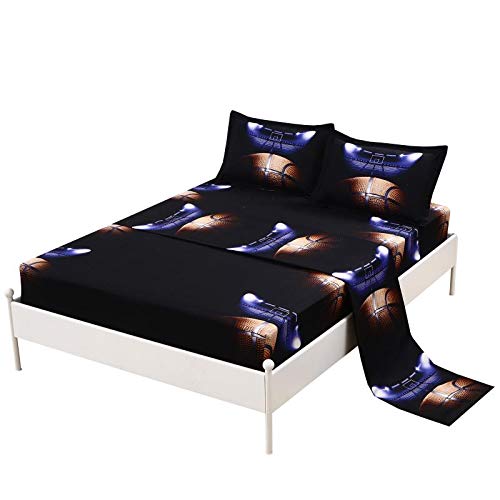 Sdiii 4Pcs Basketball Bed Sheet Set Full, Bed In A Bag Basketball Sheet Set, Super Soft Microfiber, Wrinkle And Fade Resistant,