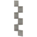 vidaXL Wall Corner Shelf Concrete Gray 7.5"x7.5"x48.4" Chipboard