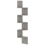 vidaXL Wall Corner Shelf Concrete Gray 7.5"x7.5"x48.4" Chipboard