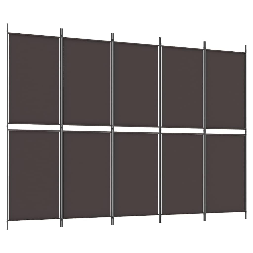 vidaXL 5-Panel Room Divider Brown – Durable 100% Polyester Fabric Room Partition – Functional Foldable Design – Ideal for Living Room, Bedroom and Office Space Divider