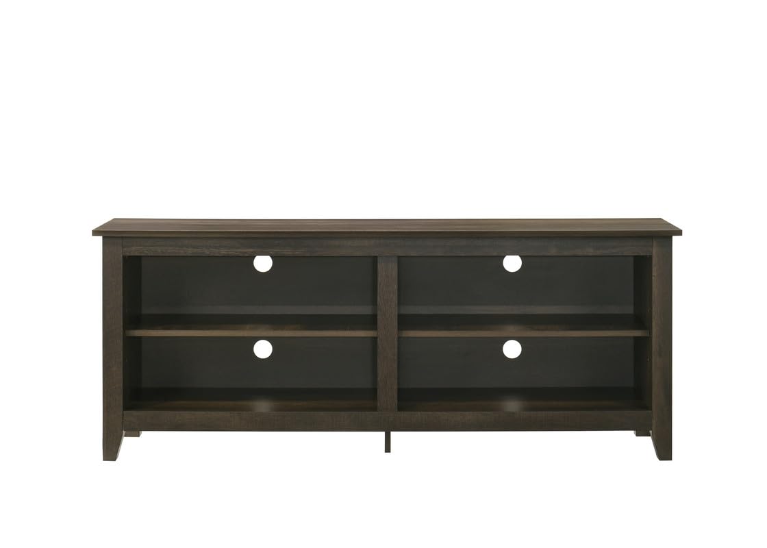 LILOLA LIVING Trove 58' Wide Dark Dusty Oak Finish TV Stand with Open Shelves and Cable Management