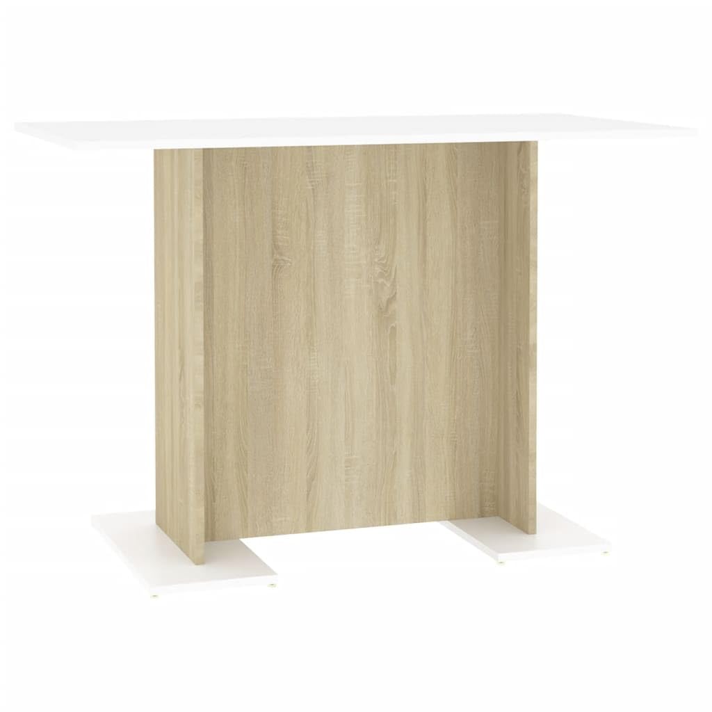vidaXL Dining Table White and Sonoma Oak 43.3&quot;x23.6&quot;x29.5&quot; Chipboard