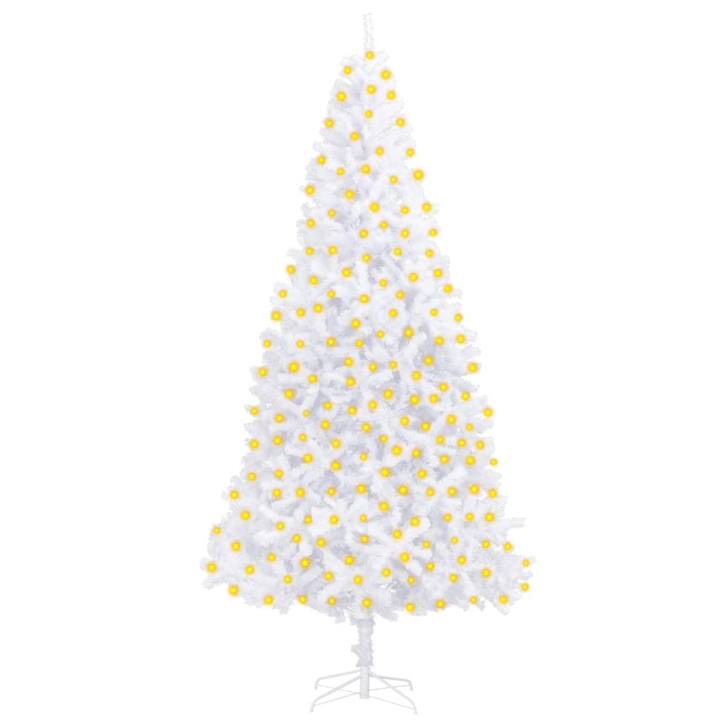 vidaXL Artificial Christmas Tree with LEDs Home Garden Indoor Outdoor Holiday Xmas Seasonal Ornament Decoration Artificial Tree White